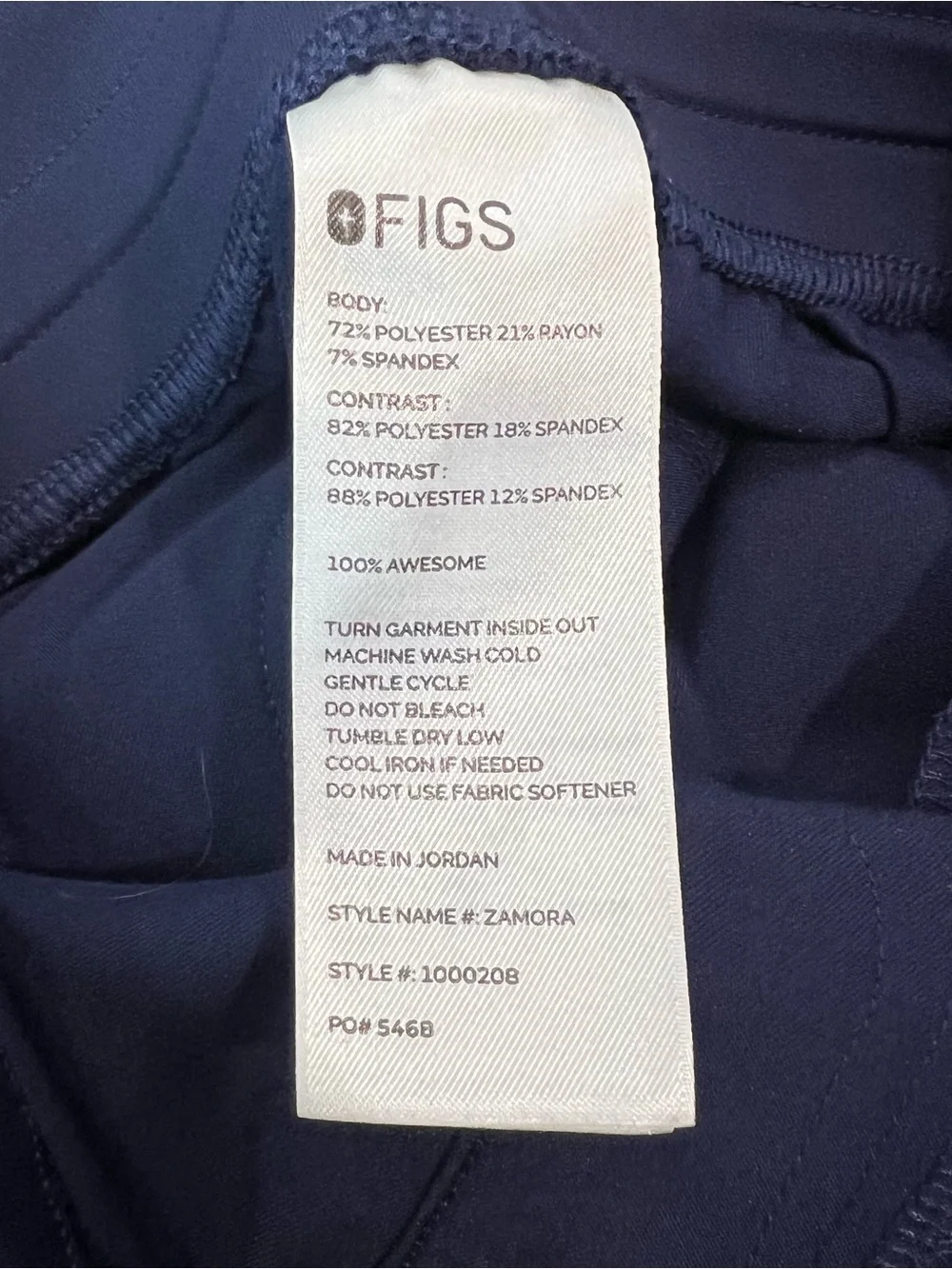 Figs Zamora Navy Blue Scrub Pants Size Medium Petite Healthcare Nurse Medical - Picture 6 of 6